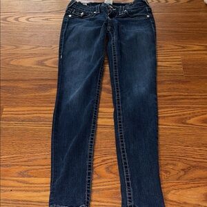 True Religion Jodie Glitz & Glam Jean Rhinestone Buttons Flap Low Rise Skinny 27
